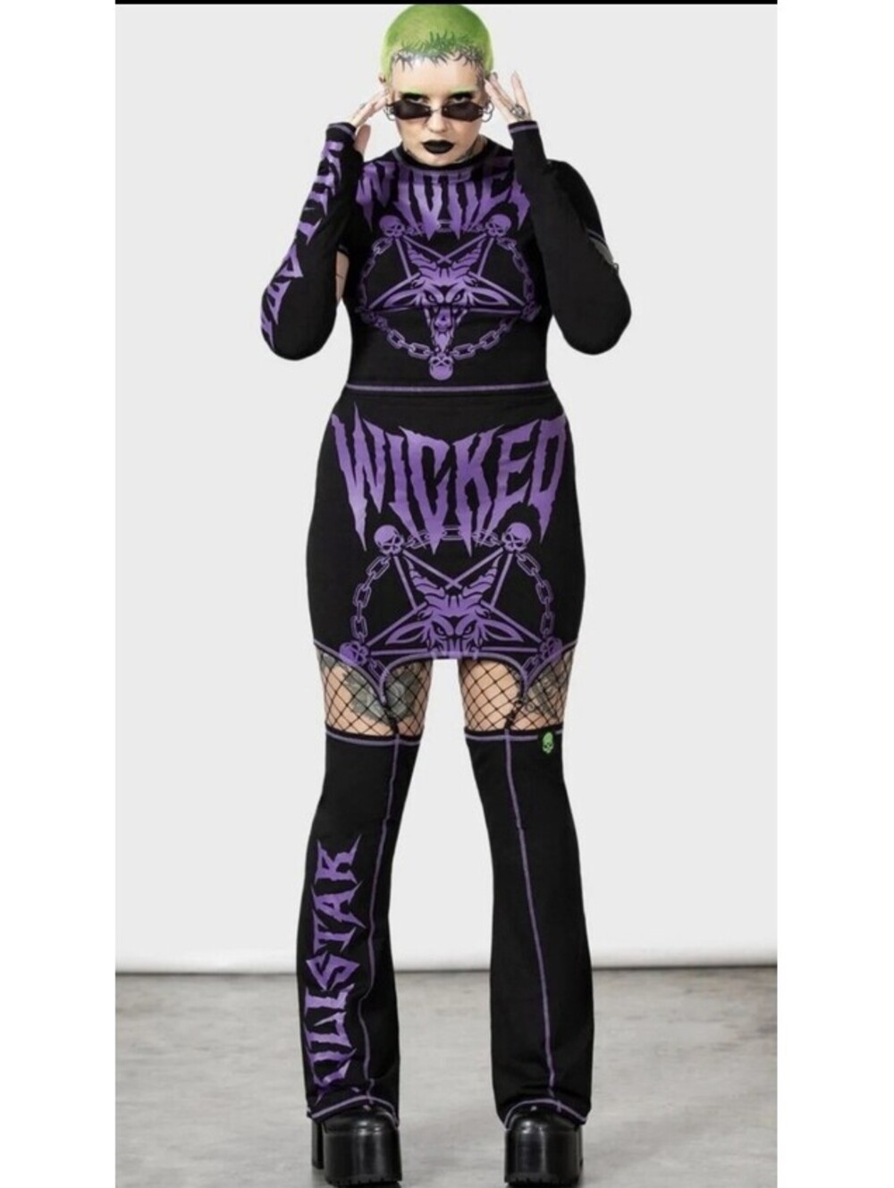 Killstar Martyr Suspender Skirt Black Purple NEW With Tags Women's Sz Medium